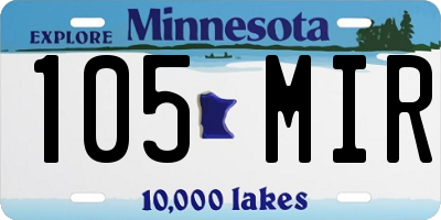 MN license plate 105MIR