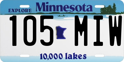 MN license plate 105MIW