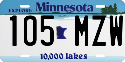 MN license plate 105MZW