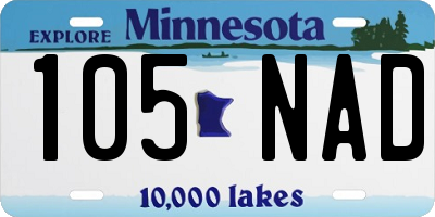 MN license plate 105NAD