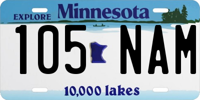 MN license plate 105NAM