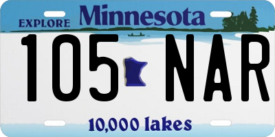 MN license plate 105NAR