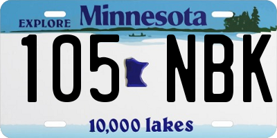 MN license plate 105NBK