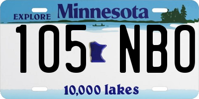 MN license plate 105NBO
