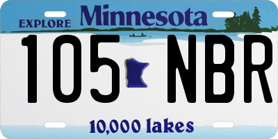 MN license plate 105NBR