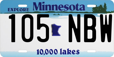 MN license plate 105NBW