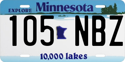 MN license plate 105NBZ