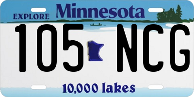 MN license plate 105NCG