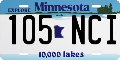 MN license plate 105NCI