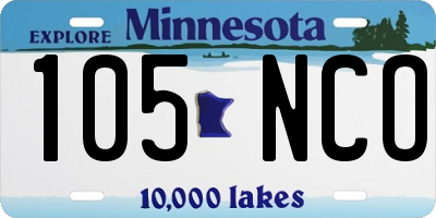 MN license plate 105NCO