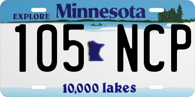 MN license plate 105NCP