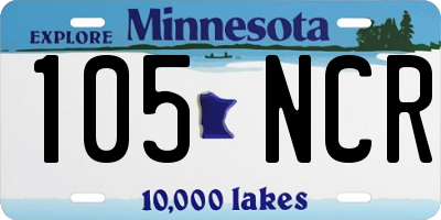 MN license plate 105NCR