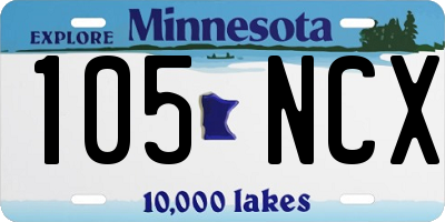 MN license plate 105NCX