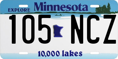MN license plate 105NCZ
