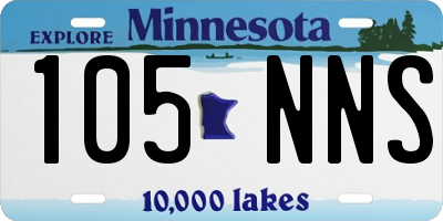MN license plate 105NNS