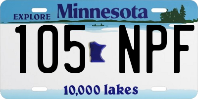 MN license plate 105NPF