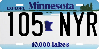 MN license plate 105NYR