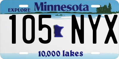 MN license plate 105NYX