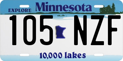 MN license plate 105NZF