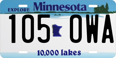 MN license plate 105OWA