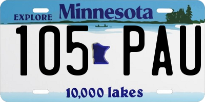 MN license plate 105PAU