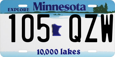 MN license plate 105QZW