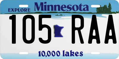MN license plate 105RAA