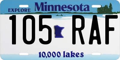 MN license plate 105RAF