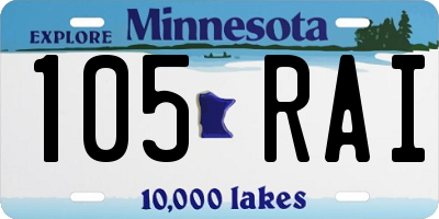 MN license plate 105RAI
