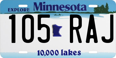MN license plate 105RAJ