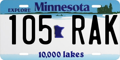 MN license plate 105RAK