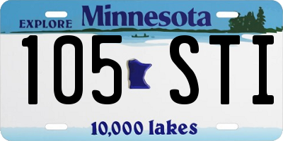 MN license plate 105STI