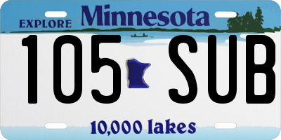 MN license plate 105SUB