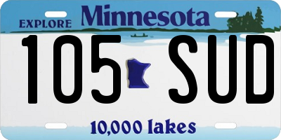 MN license plate 105SUD