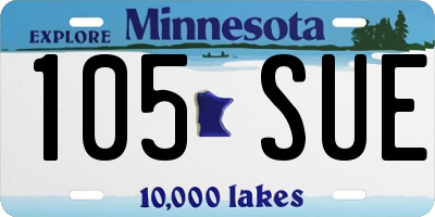 MN license plate 105SUE