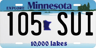 MN license plate 105SUI