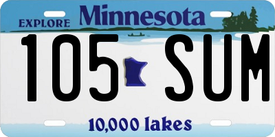MN license plate 105SUM