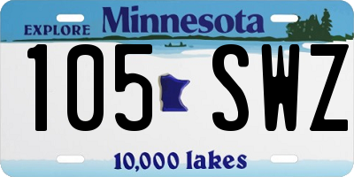 MN license plate 105SWZ