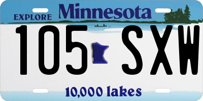 MN license plate 105SXW