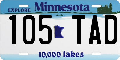MN license plate 105TAD