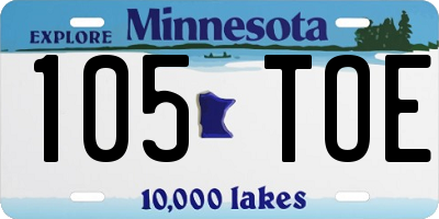 MN license plate 105TOE