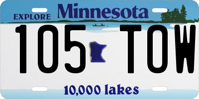 MN license plate 105TOW
