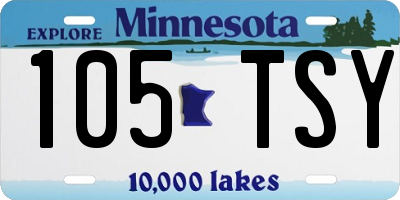MN license plate 105TSY