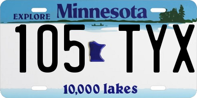 MN license plate 105TYX