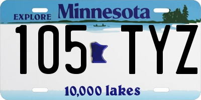 MN license plate 105TYZ