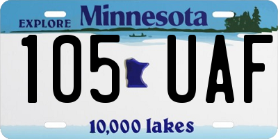 MN license plate 105UAF