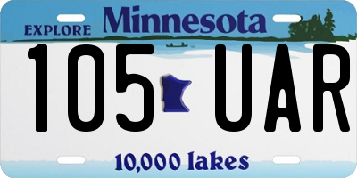 MN license plate 105UAR