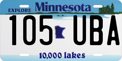 MN license plate 105UBA