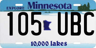 MN license plate 105UBC