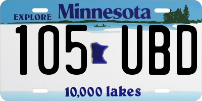 MN license plate 105UBD